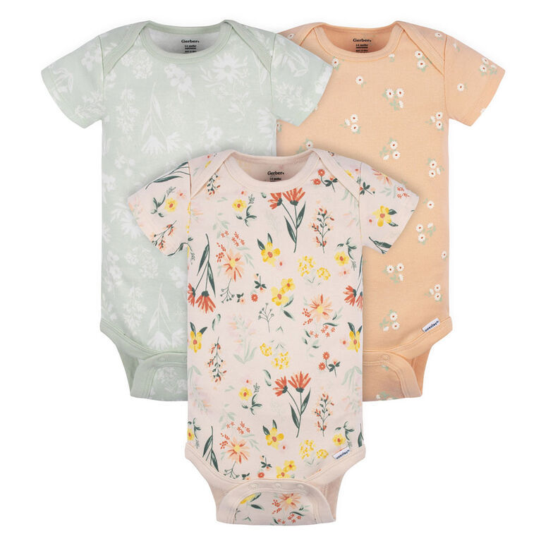 Gerber Childrenswear - Paquet de 3 combinaisons - Fleurs sauvages - 3-6M