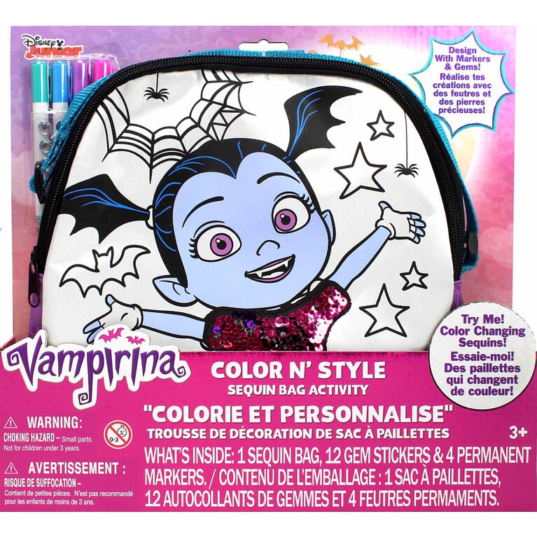 Trousse de décoration de sac à main à paillettes "Colorie et Personnalise" Vampirina.