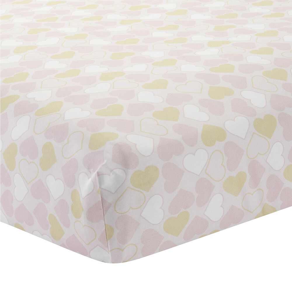 Lambs Ivy Baby Love Heart 3 Piece Crib Bedding Set Pink Gold