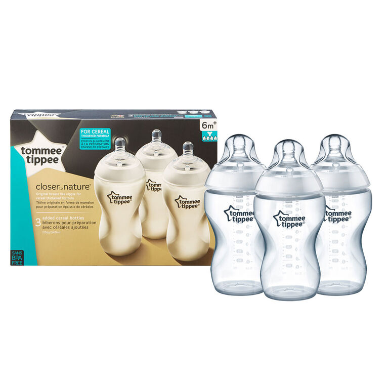 Biberon pour céréales 11oz Tommee Tippee Closer to Nature - paquet de 3.