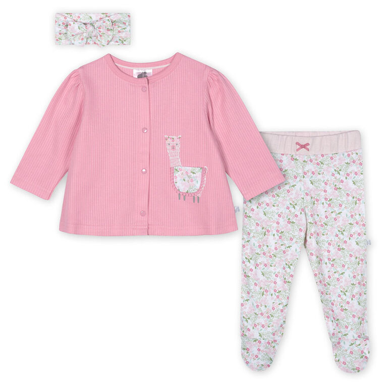 Just Born Baby Girls' 3-Piece Organic Take Me Home Set - Lil' Llama 0-3 months