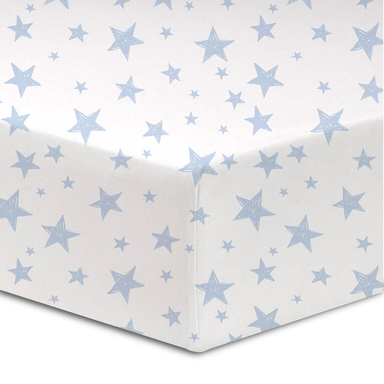 Koala Baby - Paquet de 1 drap de lit en flanelle étoiles bleues