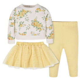 Gerber Childrenswear - Ensemble 3 pièces haut, tutu et legging roses pour bébé