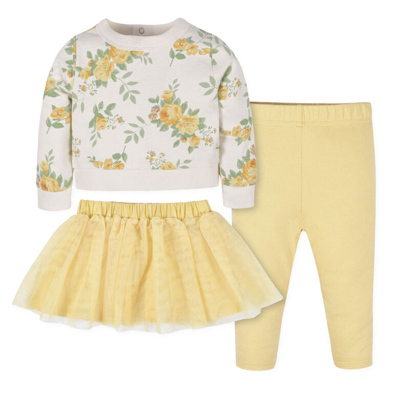 Gerber Childrenswear - 3-Piece Baby Roses Top,Tutu, & Legging Set
