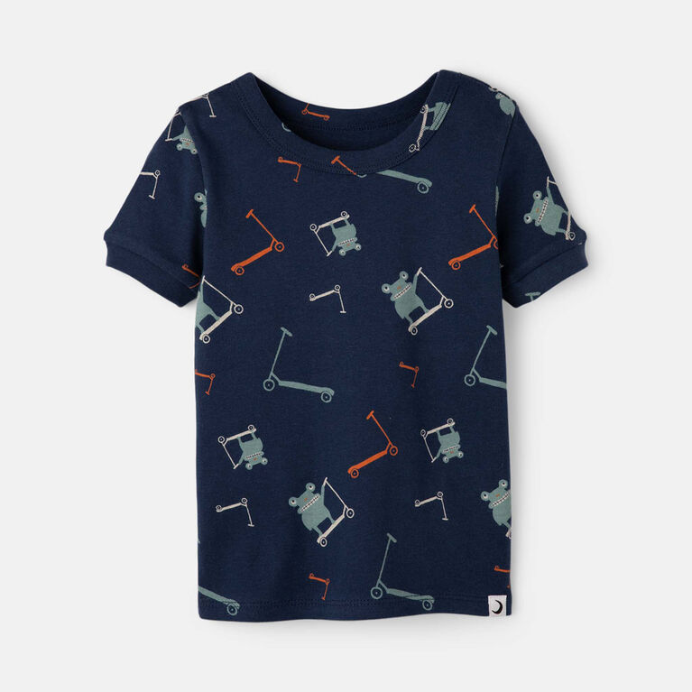 Short Sleeve 2 Piece Sleep Navy Scooter Print 4Y