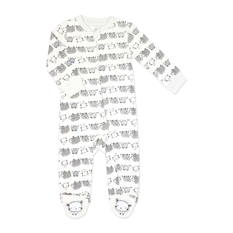 Baby Mode Ensemble pyjama 2 pièces avec bavoir : Mouton gris 0-3 M