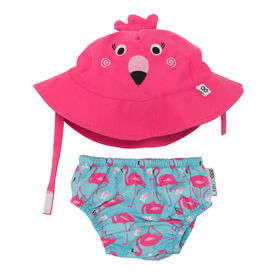 Zoocchini - Swim Diaper & Hat Set - Flamingo - Large