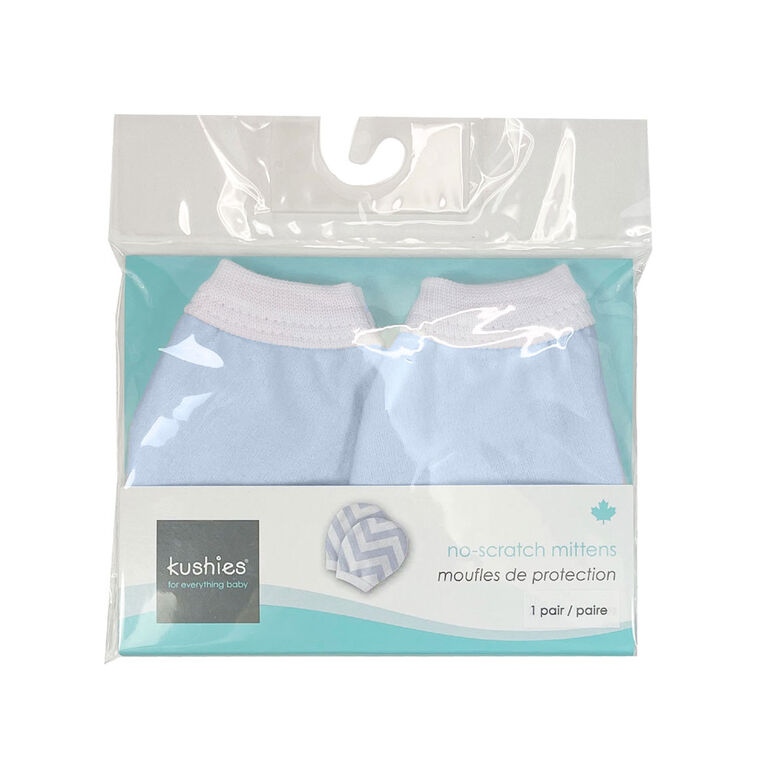 Kushies No-Scratch Mittens Flannel Blue
