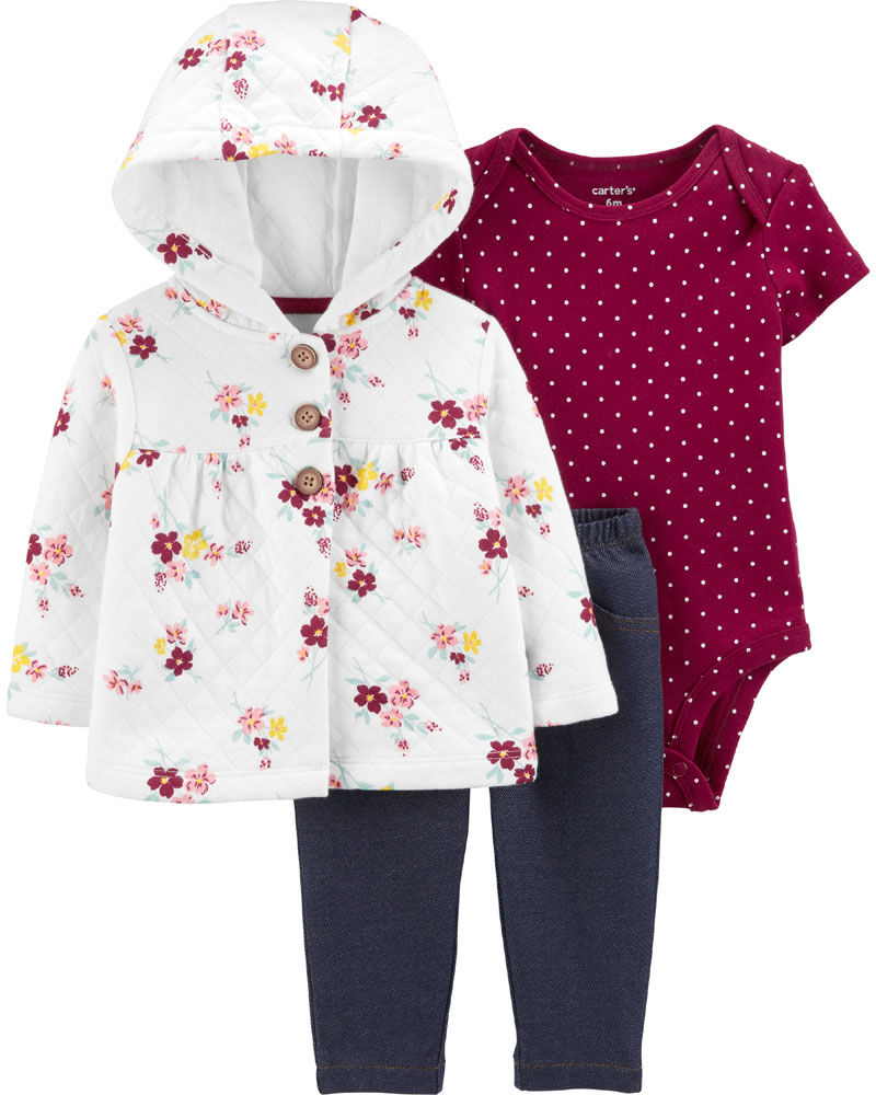 Carter s 3 Piece Quilted Cardigan Set Ivory 6 Months Toys R Us Canada