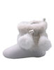 First Steps White Faux Fur Girls Booties Size 1, 0-3 months