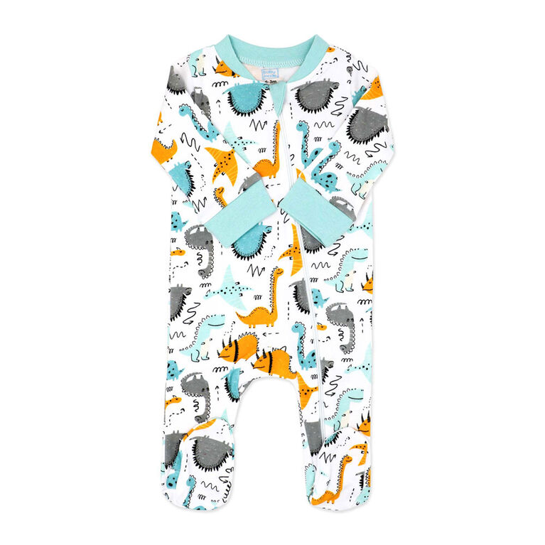 Baby Mode Combinaison interlock : Dinosaure turquoise 12M