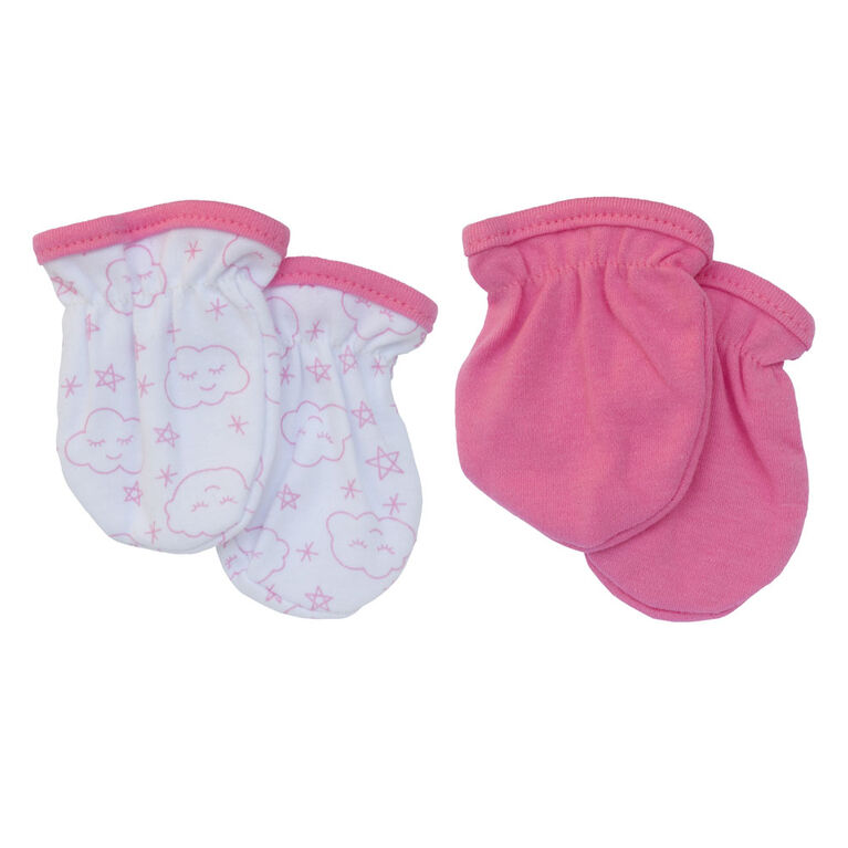 Koala Baby 2 Pack Baby Mittens - Pink Clouds