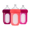 Boon Nursh Silicone Pouch Bottle 8 oz 3-Pack - Pink and Purple