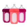 Bouteille de poche en silicone de Boon Nursh 236 ml 3pk rose et violet.