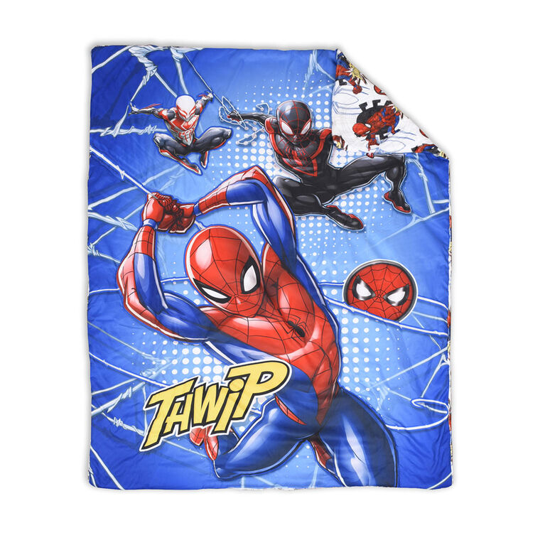 Marvel Spiderman 3 Piece Toddler Bedding Set with Reversible Comforter, Fitted Sheet and Pillowcase by Nemcor