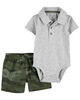 Carter's Two Piece Polo Bodysuit and Camo Short Set 18M