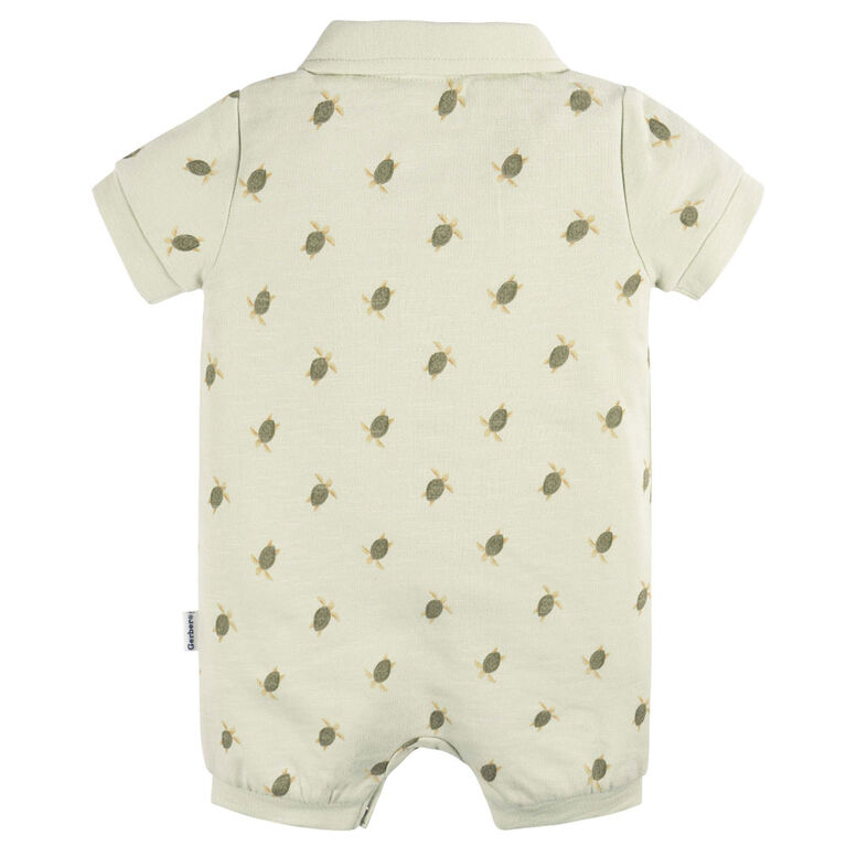 Gerber Childrenswear - Short Sleeve Collar Romper - Turtle