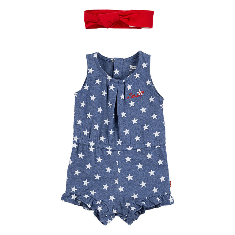 Levis Romper with Headband - Blue, 3 Months