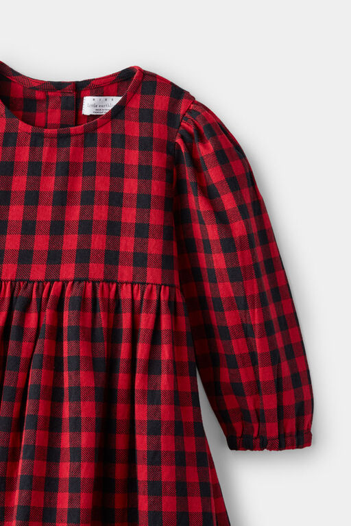 Flannel Plaid Dress Red 3-4Y