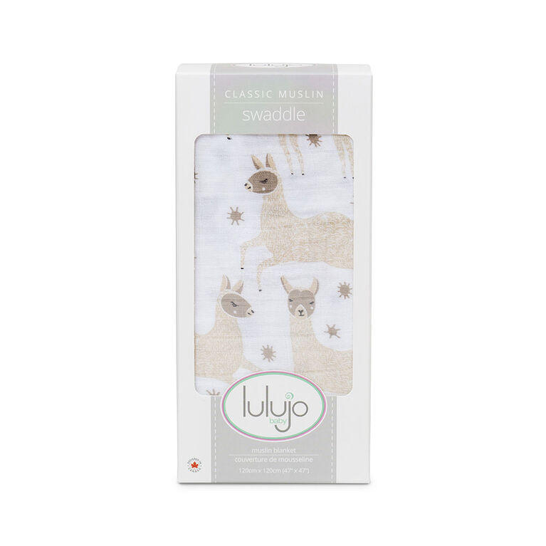 Lulujo - Modern Llama Swaddle Blanket