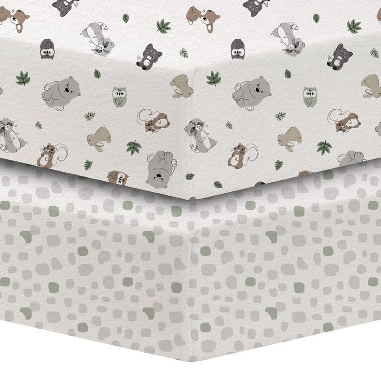 Koala Baby 2 Pack Flannel Sheet Woodland/Dots