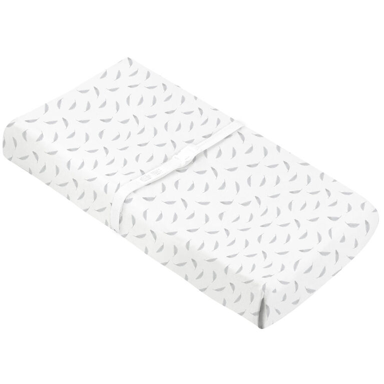 Kushies Couvre-Matelas pour Table à Langer avec Ouvertures pour Sangles Flanelle Plumes Grises