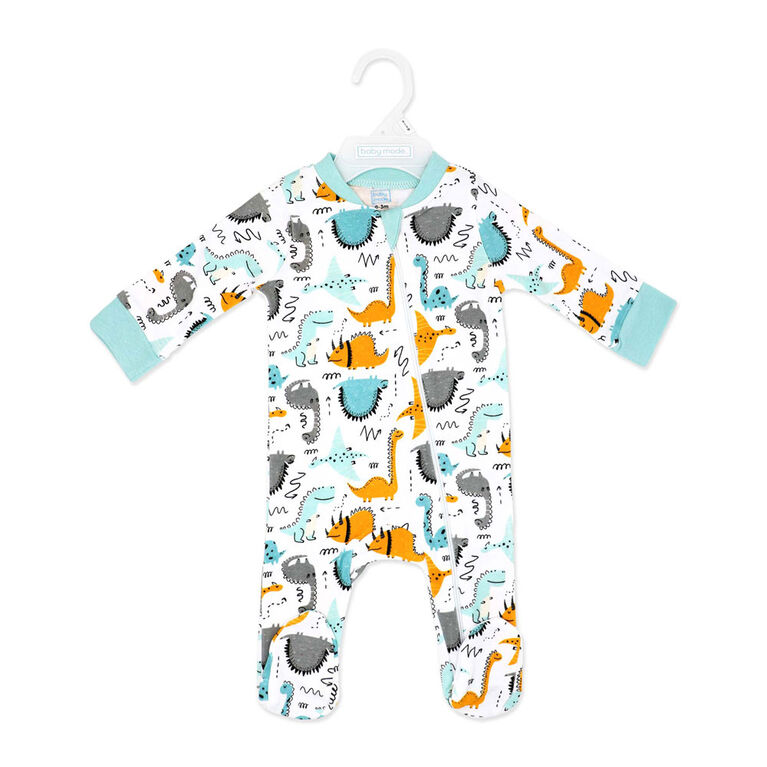 Baby Mode Combinaison interlock : Dinosaure turquoise 12M