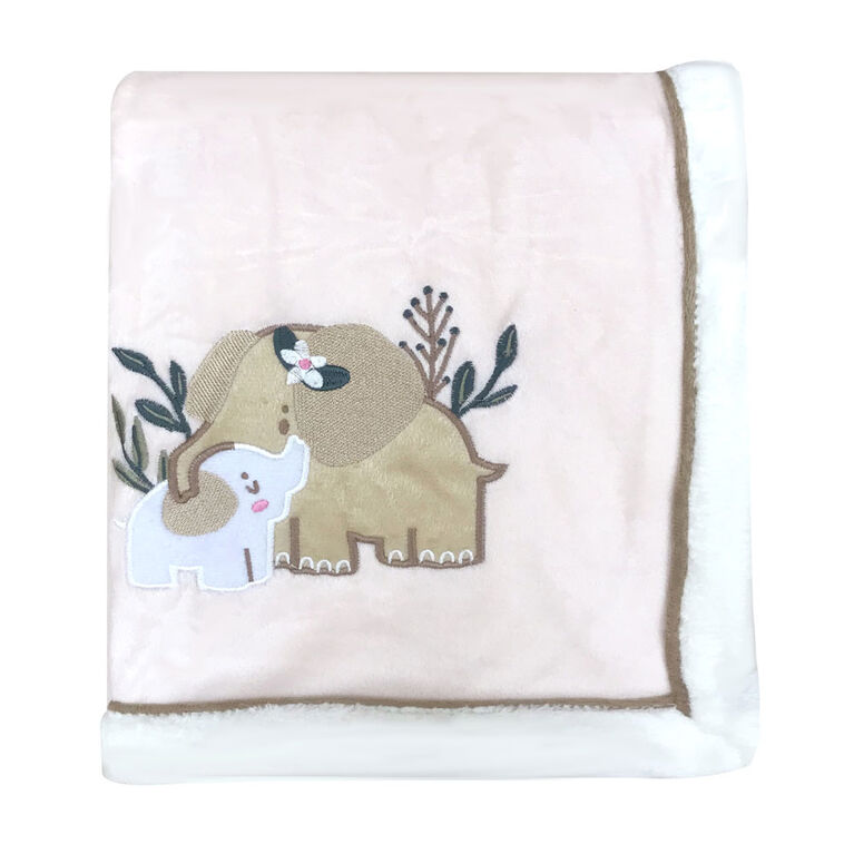 Koala Baby - Pink Elephant Mama & Baby 2 Layer Blanket