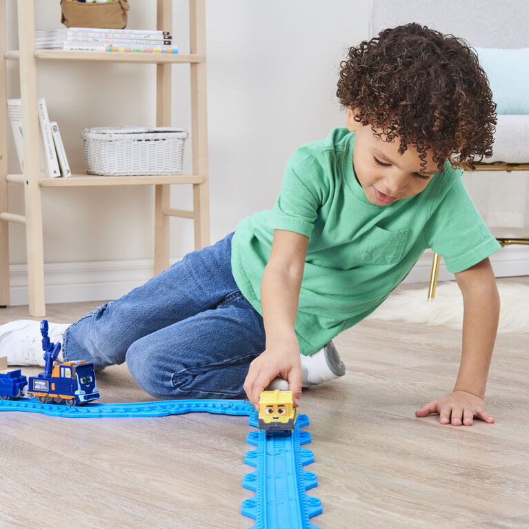 Mighty Express, Petit train Push and Go Milo le mécano avec wagon de  cargaison, jouets pour enfants à partir de 3 ans