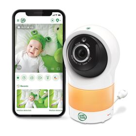 LeapFrog LF1911 Moniteur de bébé Wi-Fi 1080p caméra à accès à distance, panoramique et inclinaison à 360 degrés, veilleuse, vision nocturne couleur, (blanc)