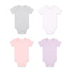 Koala Baby 4Pk Short Sleeved Solid Bodysuits, Pink/Lavender/Heather Grey/White, 3 Month