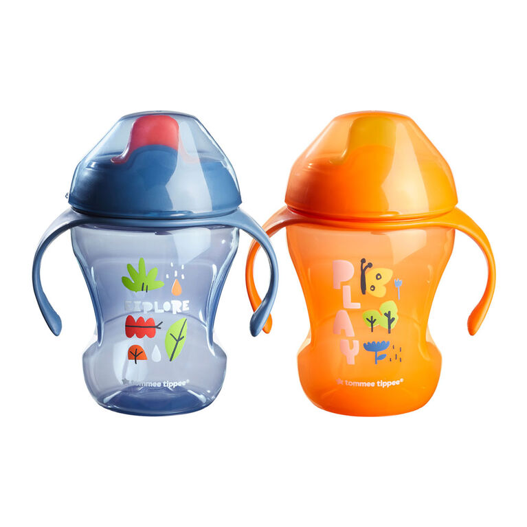 Gobelet d'entraînement à bec de Tommee Tippee, avec poignées, motifs  assortis (8 oz, 7 m+, 2 pièces)