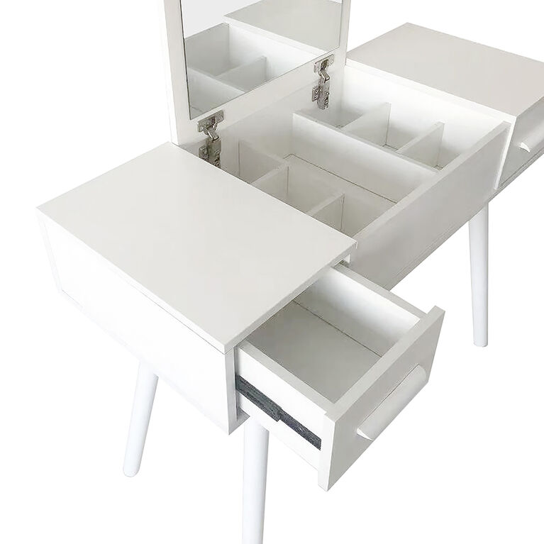 White Dressing Table/Desk with Mirror