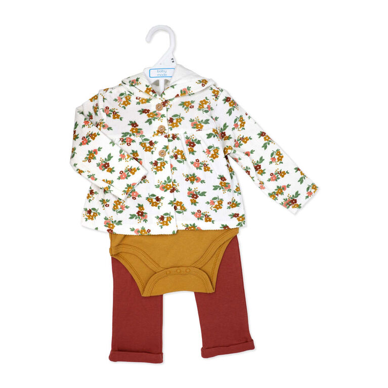 Baby Mode 3 Piece Cord Velour Jacket Set: Rose Princess