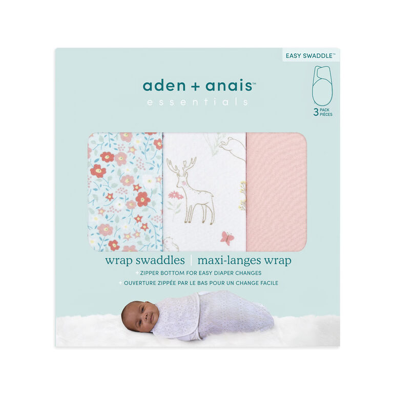 Aden + Anais Fairy Tale Flower 3 pack  Wrap Swaddle 4-6 Months