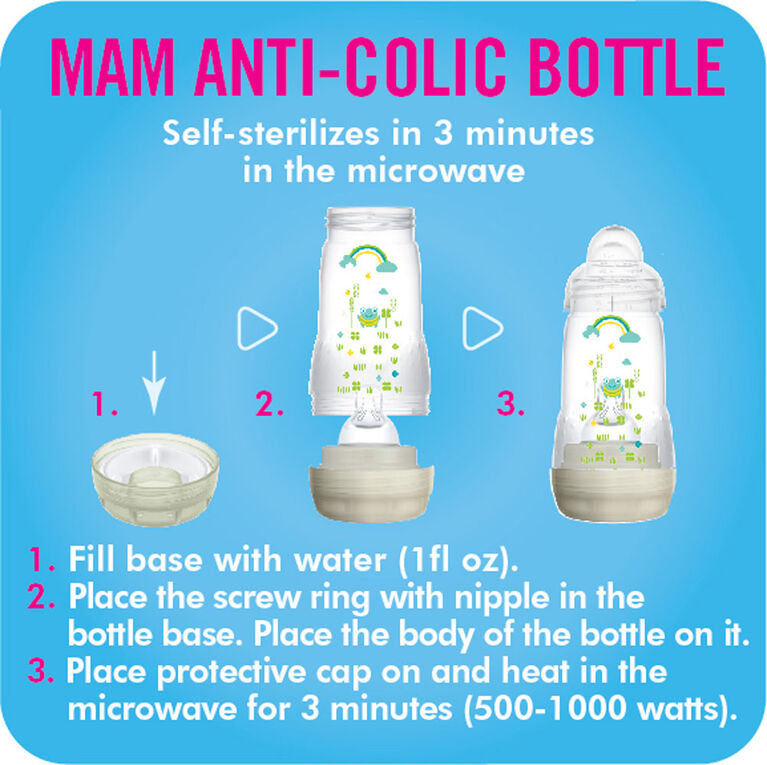 Mam Anti Colic Bottle-2 Pack 5oz - Cream White