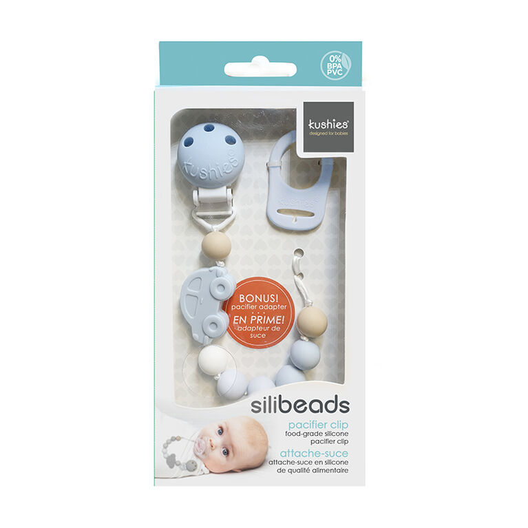 Silibeads silicone pacifier clip Blue Car