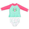 Ensemble 2 pièces dermoprotecteur Koala Baby à manches longues à motif lapin floral vert, 3 - 6 mois