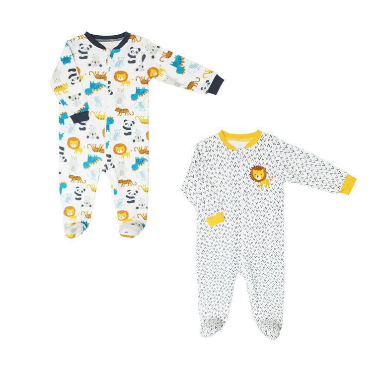 Koala Baby Boys 2 Pack Sleeper - Lions Yellow, Newborn