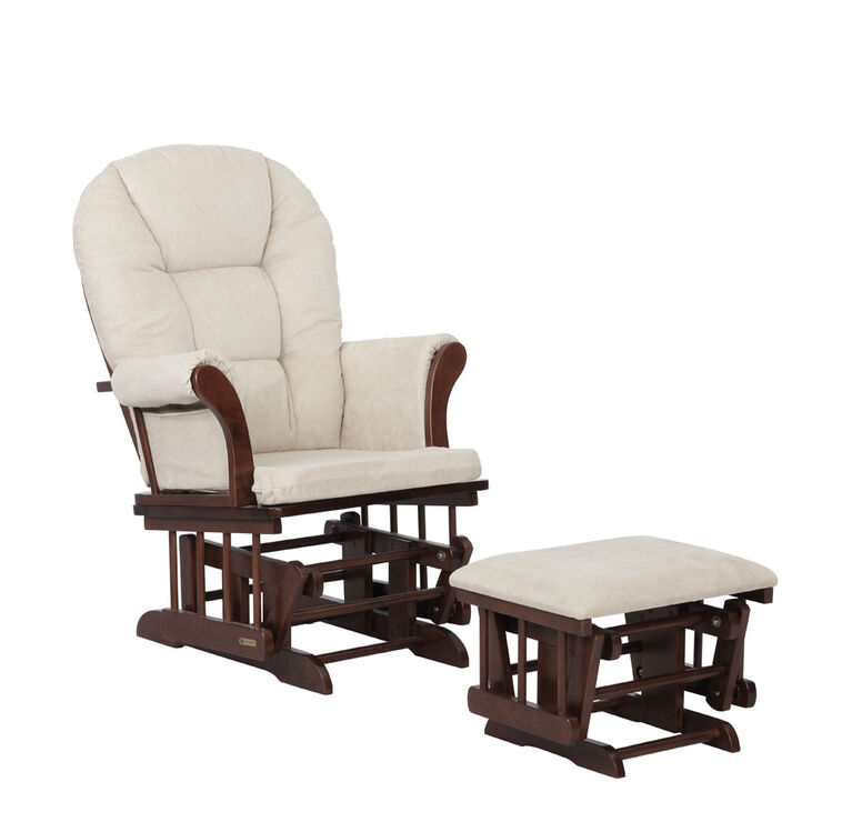 Lennox Furniture Quinn Espresso Glider & Ottoman - Pearl Beige