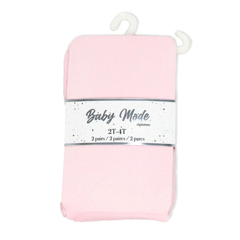 Baby Mode Signature Lot de 2 collants : rose et blanc, 2T-4T