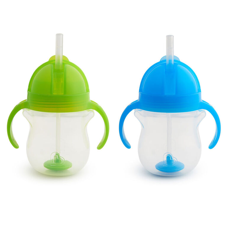 Munchkin - Any Angle Weighted Straw Cup -  2pk, 7oz, Blue/Green