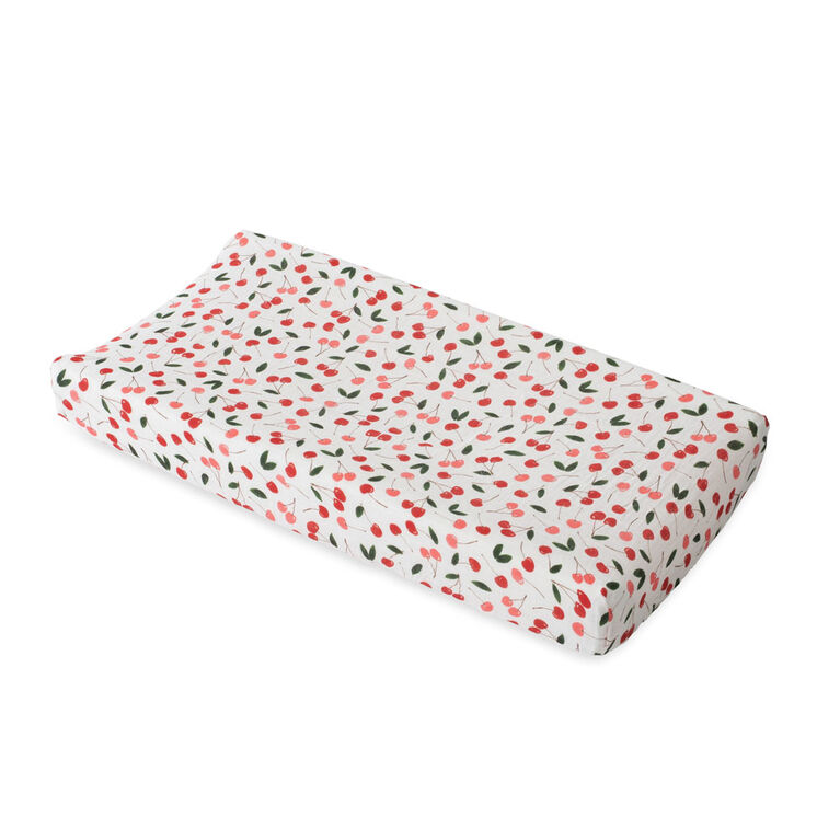 Red Rover - Cotton Muslin Changing Pad Cover - Cherries - R Exclusive