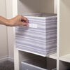 Gray Stripe Canvas Storage Bin