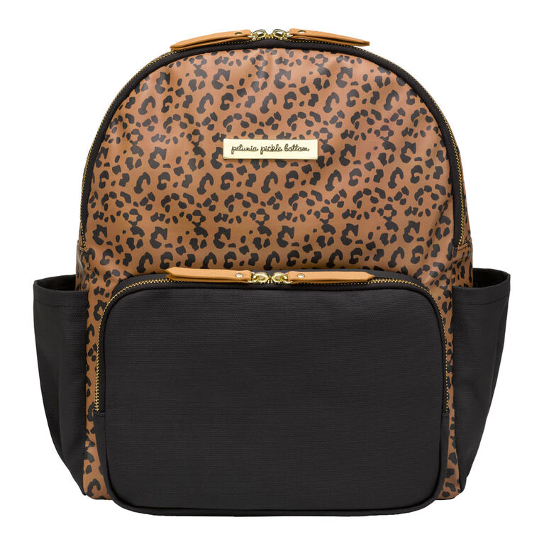 Petunia Pickle Bottom - District Backpack 5 Piece Set in Leopard - Leatherette Backpack Diaper Bag