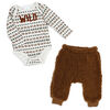 Baby Mode 2 Piece Brown Faux Fur Pant set:Wild