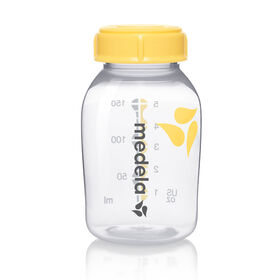 Medela Breast Milk Storage Bottles, 3 Pack of 5 Ounce (150 ml) Breastfeeding Bottles with Nipples, Lids, Wide Base Collars, and Travel Caps, Made Without BPA