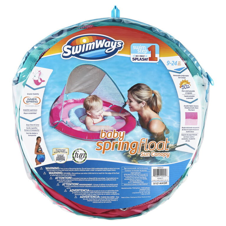 Swimways Bouee Et Pare Soleil Baby Spring Float Licorne Sirene Rose Toys R Us Canada