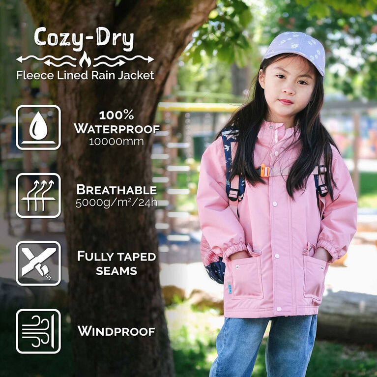 Kids Fleece Lined Rain Jackets | Minty Forest - 4T (4-5Y)