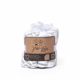 Jesse & Lulu Lot de 12 gants de toilette à thème Argyle : gris